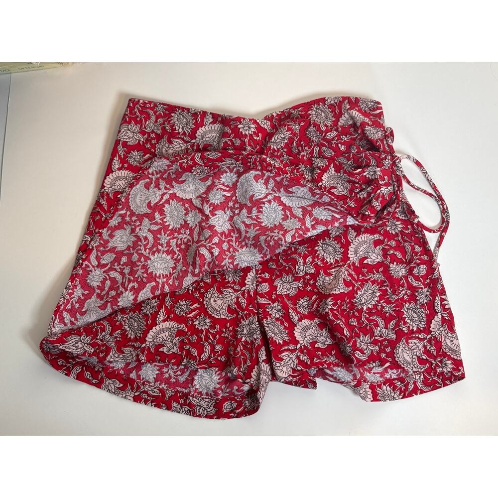 NEW Zara Floral Wrap Skirt Bundle 2 Items Red Yellow Skort Womens Small Pareo - Picture 5 of 13
